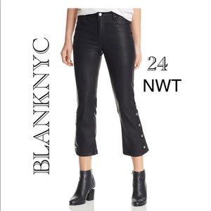 NWT BLANK NYC flare black cropped Pleather faux vegan snap close